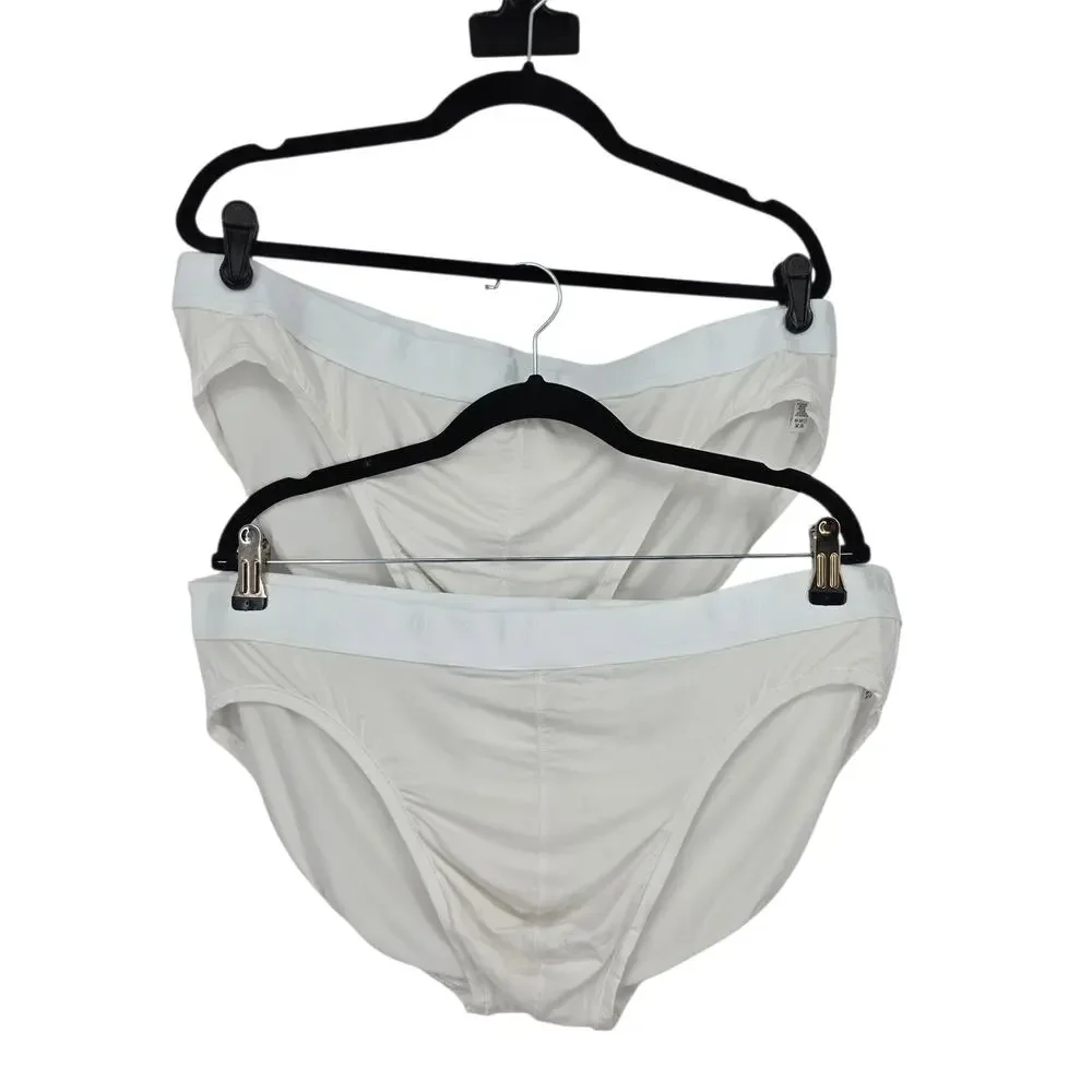NWOT 2 PC Bundle Skims Chalk White Stretch Men’s Brief Underwear Set Size 3X